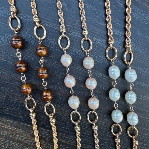 Honora Bronze Pearl Necklace Set Ivory Blush & Chocolate Freshwater Pearl Chains - Picture 12 of 16